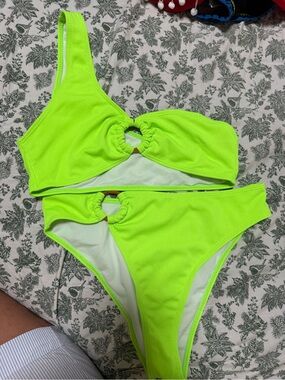 SHEIN Neon Lime Two-Piece Bikini Set